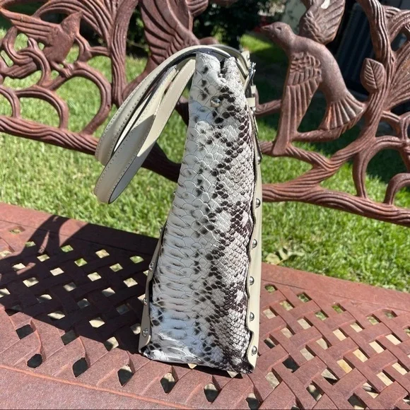 NWT Persaman NY Snake Embossed Leather Handbag Tote With Smaller Bag - Picture 9 of 14